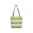 thumbnail image 2 of Bolsa de paja de rayas onduladas con asas dobles de cuero, bolso de hombro tejido ligero para playa, vacaciones, exteriores, uso casual, multicolor, 2 of 6