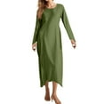 thumbnail image 3 of Casual Dresses For Women Elegant A Line Long Sleeve Dress For Daily Wear And Flattering Fit Versatile Style For Spring And Fall Tunic Long Sleeve Long Dress Casual Tunic Dress Loose Dresses Slit Maxi, 3 of 9
