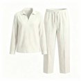 thumbnail image 4 of Stamzod Men's Clothing Sets 2 Piece Linen Outfits Casual V-Neck Pullover Top Long Pants Set 2026 Vacation Beach Outfit, 4 of 5
