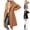 Black, variant on Women's Notch Lapel Faux Wool Coat Elegant Double Breasted Mid Long Trench Jackets Khaki