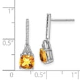 thumbnail image 2 of 925 Sterling Silver Diamond Citrine Earrings Drop Dangle, 2 of 6