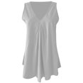 thumbnail image 3 of Blusa camisola de gasa de color sólido sin mangas con cuello en V y dobladillo irregular para mujer Pompotops  lopia989062, 3 of 3