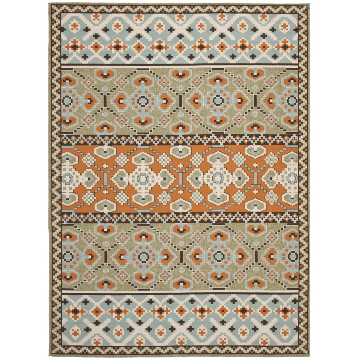 SAFAVIEH Veranda Moriah Southwestern Indoor/Outdoor Area Rug, 6'7" x 6'7" Square, Green/Terracotta