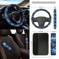 thumbnail image 3 of Xixirimido Blue Turtle Floral Print Car Front Seat Covers 12Pcs Set with Steering Wheel &Seat Belt Cover Car Trash Can Armrest Cover Air Vent Bag Rear View Mirror Cover Cup Coasters Kychain, 3 of 7