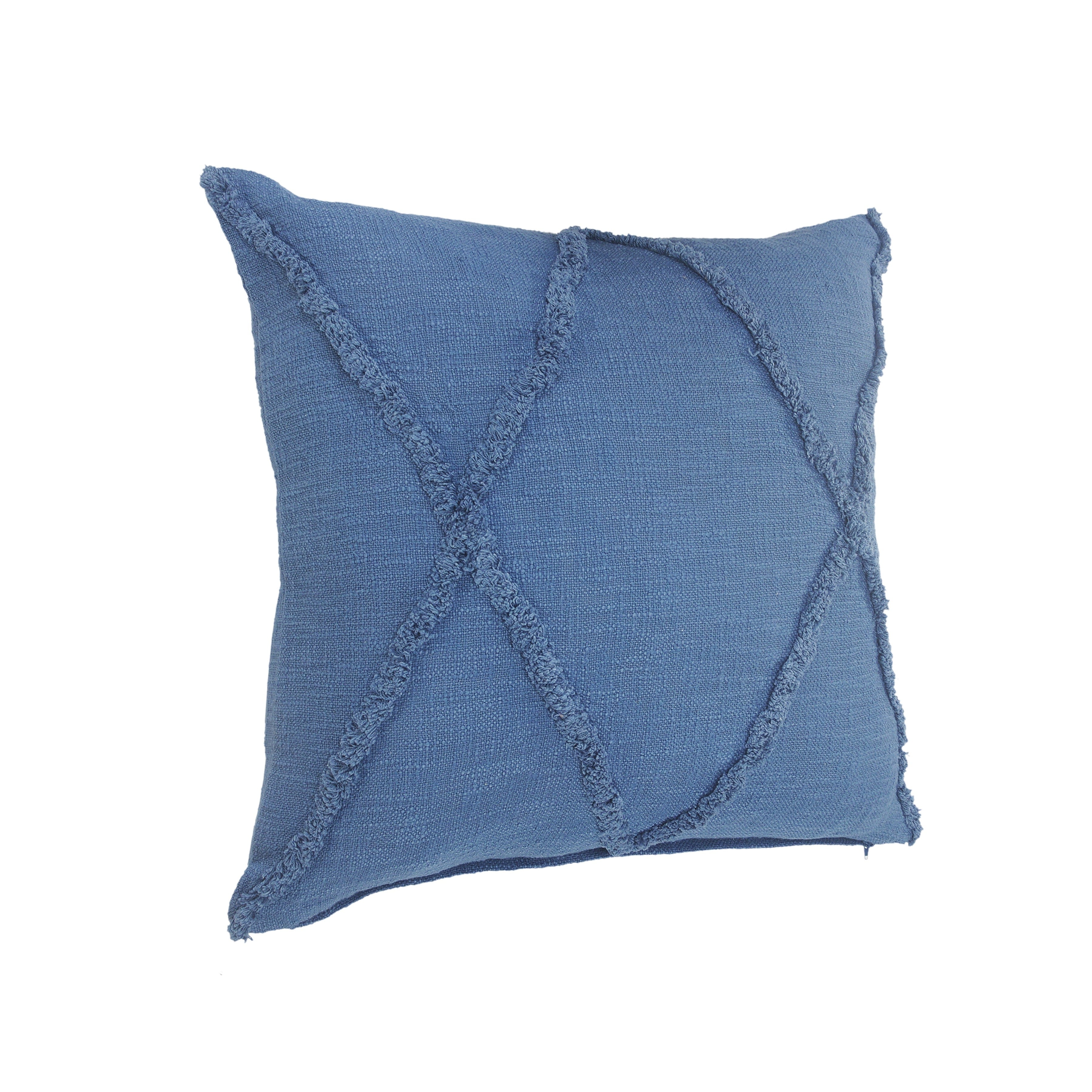 Ox Bay Sara Set of 2 Shag Diamond 18" x 18" Coronet Blue Cotton Adult Decorative Throw Pillows