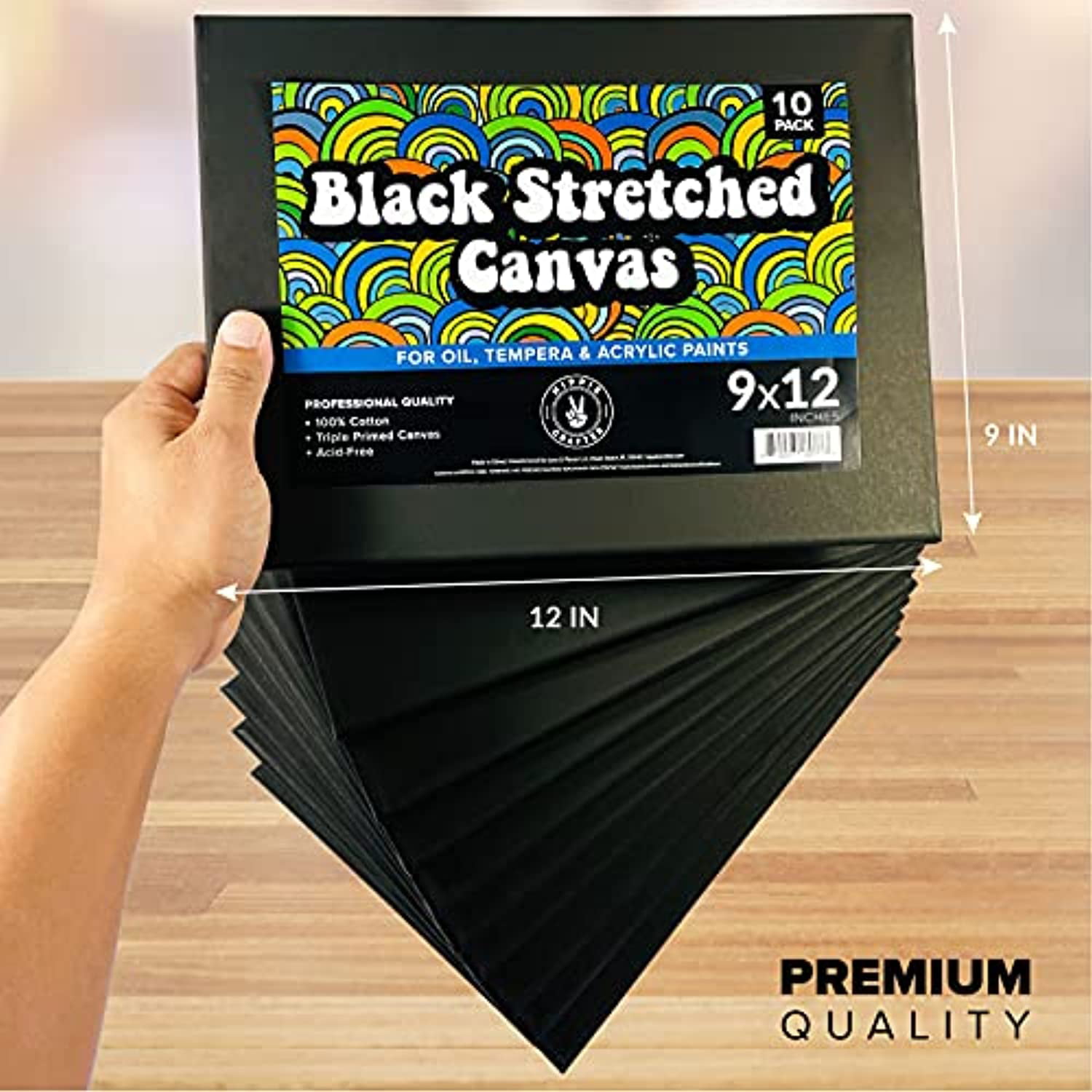  GOTIDEAL 10Pcs Black Stretched Canvases for Painting