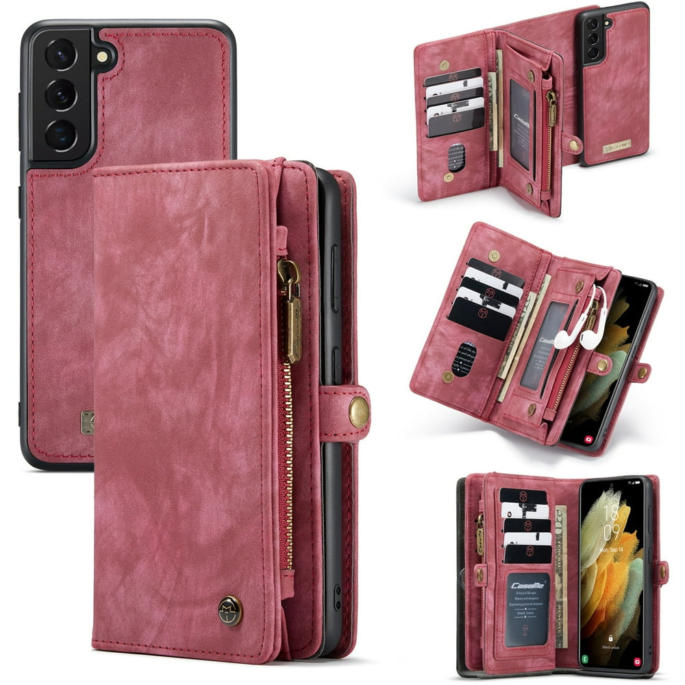 Samsung Galaxy S21 Case, Dteck Heavy Duty Zipper Purse 2 in 1 Premium