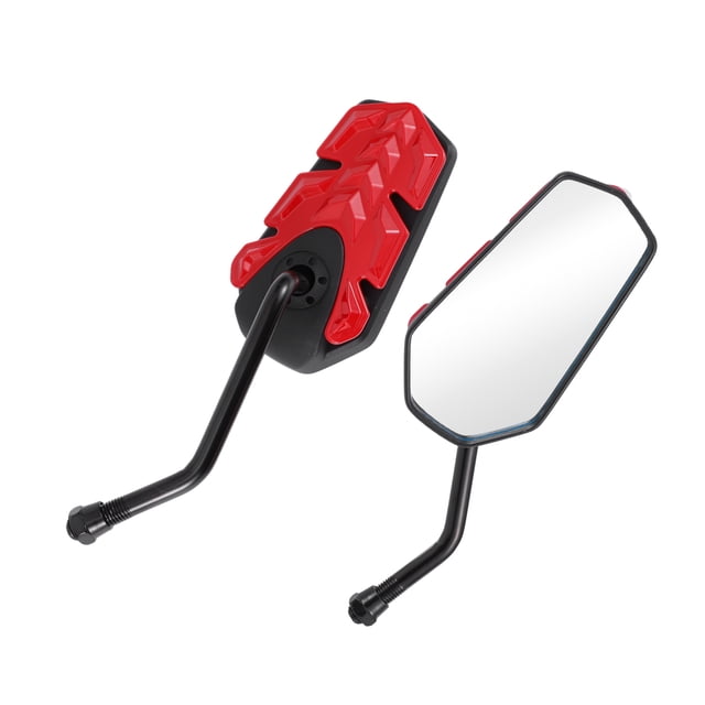 Espejos Retrovisores Universales para Motocicleta de Plástico e Hierro con Vidrio Claro, Montaje de Espejos Laterales en Forma de Polígono Irregular Rojo