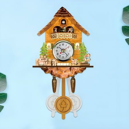 DESIGNICE 2026 New Battery Clocks for Seniors Grandfather Clock Led Clock Light Cuckoo Wall Clock Chime Alarm Retro Wooden Living Room