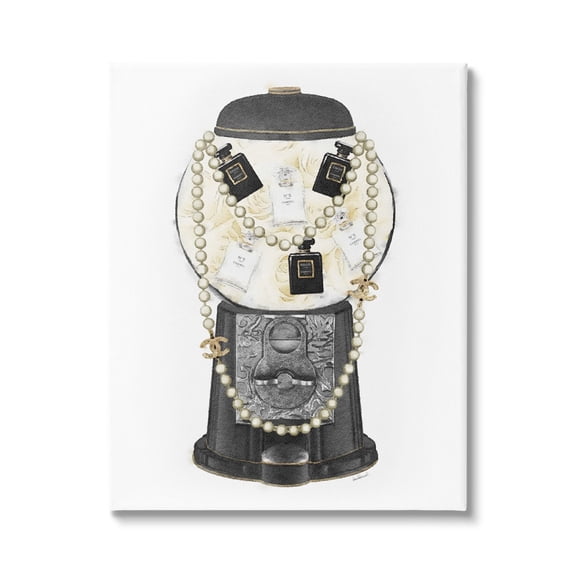 Stupell Industries Vintage Gumball Machine Designer Perfume Collar Accesorios, Diseño de Amanda Greenwood, 30 x 40, Negro