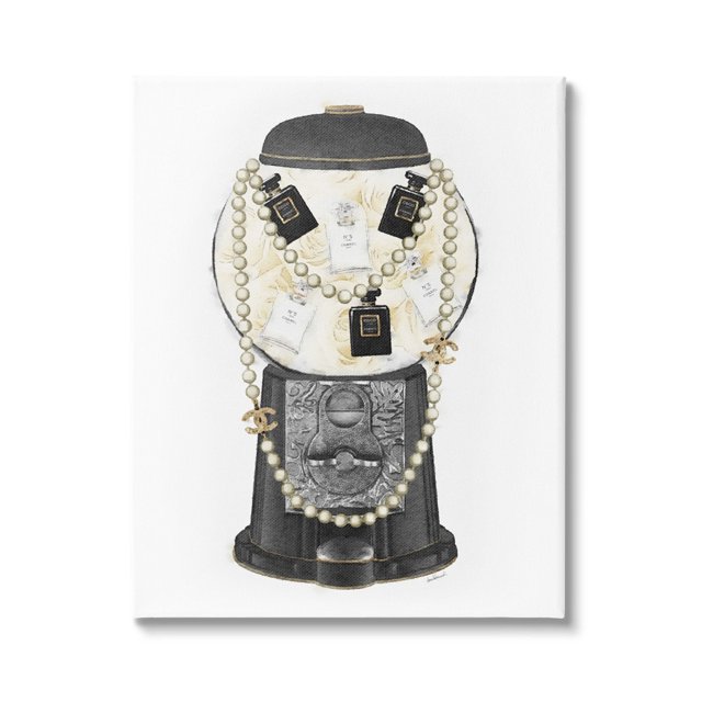 Stupell Industries Vintage Gumball Machine Designer Perfume Collar Accesorios, Diseño de Amanda Greenwood, 30 x 40, Negro