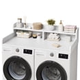 thumbnail image 1 of 54" Washer Dryer Countertop with 2-Tier Shelf & 2 Drawers, Wooden Laundry Countertop with Non-Slip Pad and Guard Rails Washer and Dryer Topper for Laundry Room Organization and Storage, 1 of 8