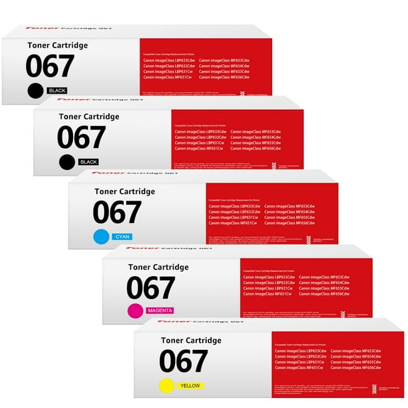 067 Toner Cartridge for Canon 5 Pack (Black Cyan Magenta Yellow)