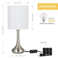 thumbnail image 3 of Modern Bedside Lamp, Bedside Lamp with Metal Base and White Fabric Shade, 2-Piece Set, 3 of 3