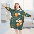 thumbnail image 5 of FORMRS Wearable Blanket Hoodie with Sleeves for Kids Cozy Flannel Sweatshirt, Green Floral Orange, 5 of 7