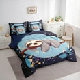 thumbnail image 3 of jejeloiu Cartoon Sloth 7-Piece Twin Bedding Sets,Retro Rustic Flower Bedding Comforter Set,Gray Blue Sheet Sets For Girls Boys,Ultra Soft Home Decor Reversible, 3 of 8