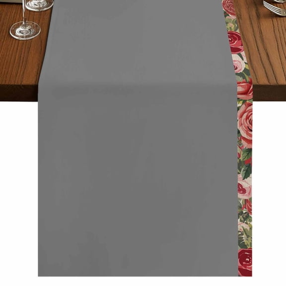 Table Runners 72 Inches Long Dress Scarves, Valentine's Day Farmhouse Kitchen Table Runner, Coffee Tablerunners, Watercolor Roses Leaves Flowers Spring Beige 14x72 Inch