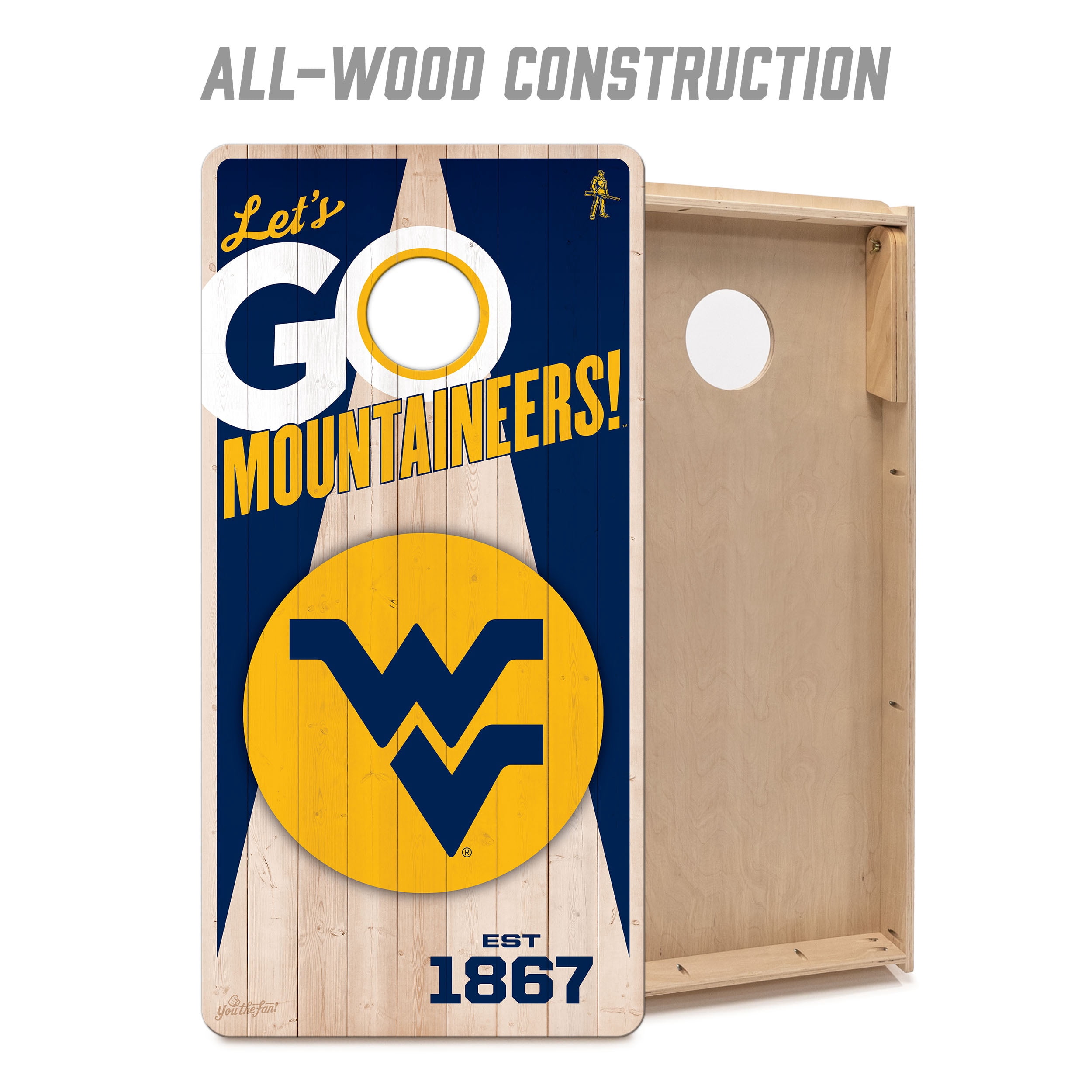 YouTheFan NCAA West Virginia Mountaineers 2' x 4' Cornhole Game No Bags