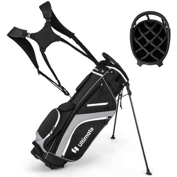 Gymax Golf Stand Bag Golf Club Bag w/ 14 Way Top Dividers & 6 Pockets & Carrying Handles Grey