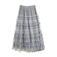 thumbnail image 3 of Tennis Skirts for Women Summer Elegant Chiffon Skirt With Polka Layered Long Midi Wear For Fashionable Feminine Party Light Blue One Size, 3 of 3