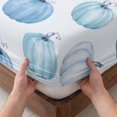 thumbnail image 3 of Cal.King Size Fitted Sheet Set - Blue Pumpkin 3 Piece Bedding Sets 16" Deep Pocket Fitted Sheet with 2 Pillowcases, Fall Thanksgiving Harvest Rustic Farmhouse Brushed Microfiber Hotel Bed Sheets, 3 of 9