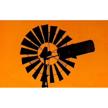 Orange Windmill - LAMINATED POSTER Windmill Sunset Shadow Orange Poster Print 24 x 36