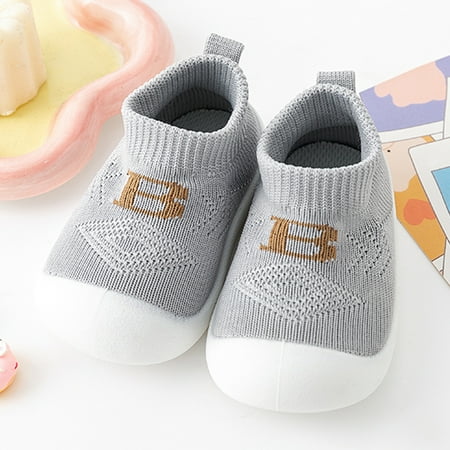

Cathalem Dress up Baby Boy Girls Boys Kids Leisure Shoes Letter Prints Mesh Soft Bottom Breathable Toddler Boy Slip on Grey 24