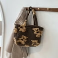 thumbnail image 3 of Women Lamb Fabric Shoulder Tote Bag Bear Handbag Winter Soft Casual Shoulder Messenger Bag Fluffy Female Handbag, 3 of 7