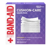 Band-Aid Brand Cushion Care Gauze Pads, Medium, 3 in x 3 in, 10 ct (Pack of 2)