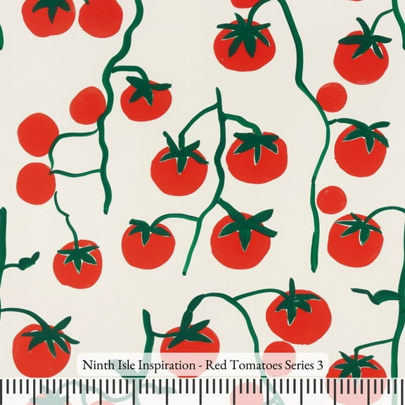 Ninth Isle Inspiration - Red Tomatoes Series - 100% Rayon Fabric By The Yard (Series3, Swatch(11"x11"))