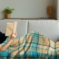 thumbnail image 3 of Checkered Soft Flannel Fleece Throw Blanket, Zigzag Patterned Lines Celtic Culture Inspired Fashion, Cozy Plush for Indoor and Outdoor Use, 50" x 70", Cream Pale Blue, by Ambesonne, 3 of 5