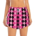 thumbnail image 2 of Salouo pink and black argyle Print Women's 2 in 1 Running Shorts Double-Layer Shorts Athletic Workout Gym Yoga Shorts Running Shorts for Women-Large, 2 of 7