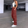 thumbnail image 4 of Women's High Waisted Cargo Pants Travel Y2K Streetwear Baggy Stretchy Pants with 6 Pockets Coffee M, 4 of 6