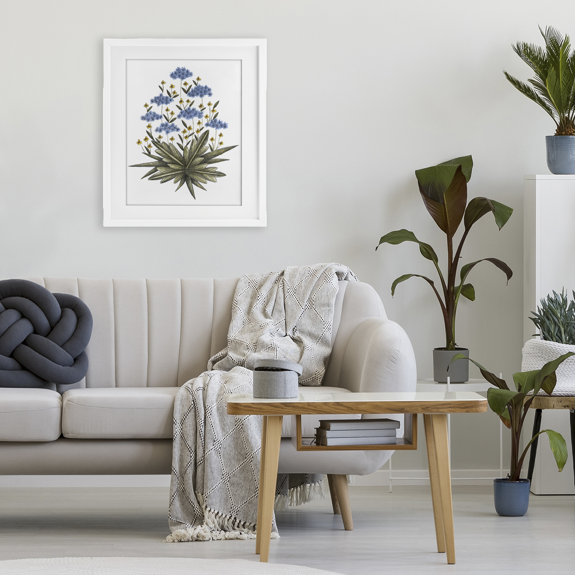 Where Wild Flowers Bloom White Framed Print Under Glass, design by Cecilia Battaini