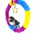 thumbnail image 4 of Parrot de felpa Swing Bar Pet Bird, anillo de escalada para mascotas, perchas para colgar para jaula, pequeño, amarillo rojo Feliz Sencillez, 4 of 5