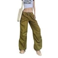 thumbnail image 4 of Seyurigaoka Women Juniors Low Waist Baggy Cargo Pants Indie Aesthetic Drawstring Loose Pocket Jogger Trousers Hippie Punk Streetwear for Teen Girls, 4 of 9