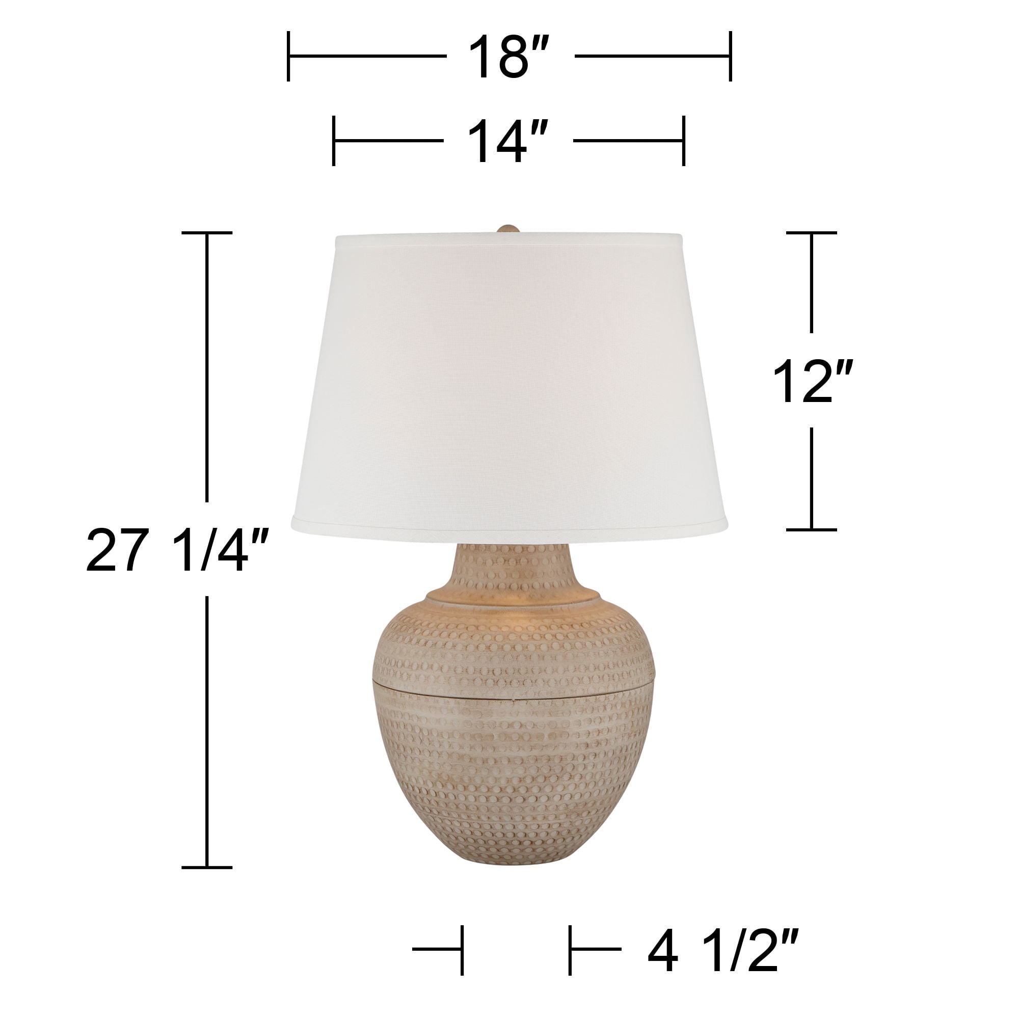 Barnes and Ivy Brighton 27 1/4" Tall Hammered Pot Farmhouse Rustic Modern Table Lamp Beige Finish Metal Single Living Room Bedroom