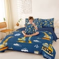 thumbnail image 3 of Castle Fairy Playful Construction Truck Twin Bedding Sets 7-Piece for Toddlers, Cute Excavator Crane Bedding Comforter Set for Bedroom, Navy Blue Yellow,Navy Blue Reversible, 3 of 7