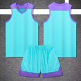 thumbnail image 4 of XINXIAOO Kids Sports Shorts Set Blue Boys Girls Basketball Jersey Outfit 2pc Breathable Lightweight Tracksuit Tank Top Track Shorts For Practice and Competition 7-8 Years, 4 of 6