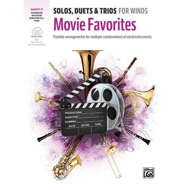 Alfred Music 00-47834 Solos&44; Duos & Trios pour les Vents - Film Favoris Book & CD