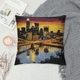 thumbnail image 2 of Heduofu Pittsburgh Downtown Skyline in Black and Yellow Throw Pillow White, 2 of 5
