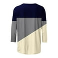 thumbnail image 4 of ATOYSOY Women's Fashion Color Block Pullover Workout Crew Neck Sweatshirts Outwear Retro 3/4 Sleeve Tees Fall Winter Loose Tops Casual Shirts Beige M, 4 of 5