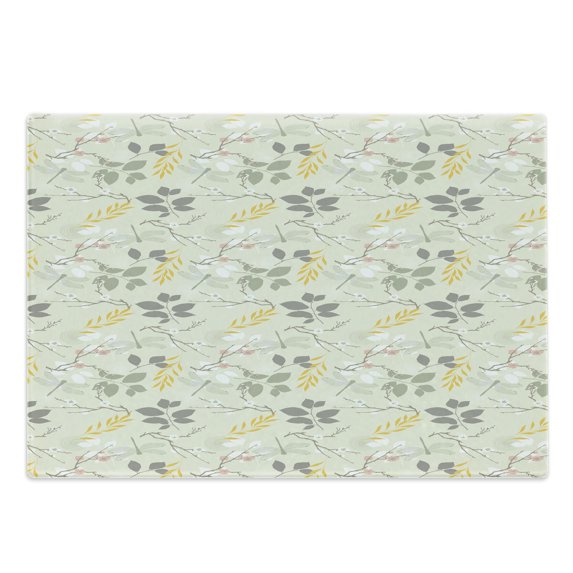 Grey and Yellow Cutting Board, Vintage Farm Life Modern Inspired Florals Bugs Image, Decorative Tempered Glass Cutting and Serving Board, Large Size, Charcoal Grey Marigold, by Ambesonne