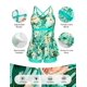 thumbnail image 4 of Bañador Tankini Hanna Nikole para mujer, verde y blanco, estampado floral, 4 of 6