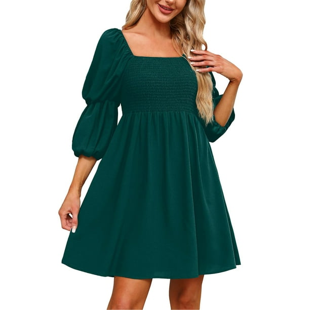 Summer Dresses 2023 Womens Dresses Womens Dresses Square Neck Puff