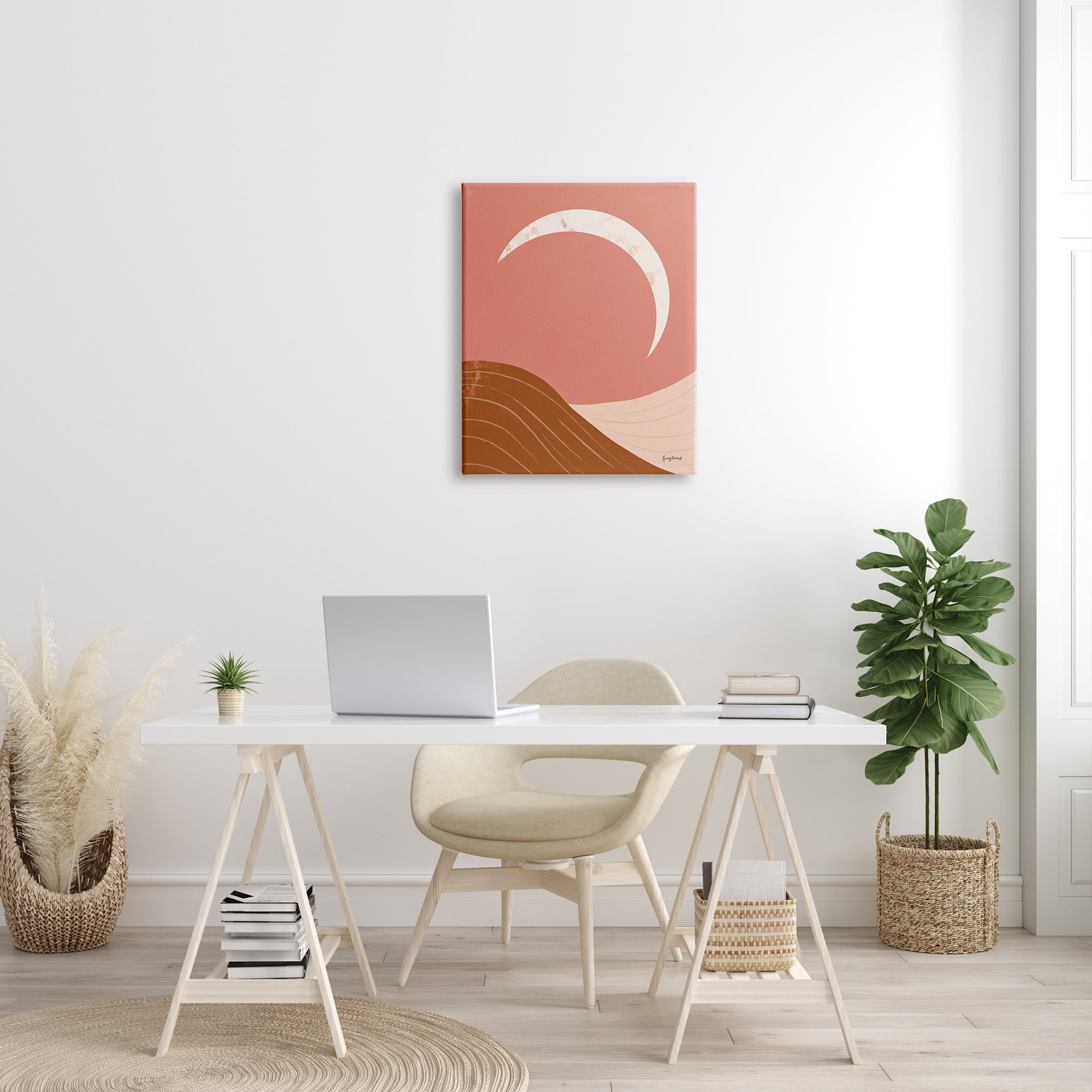 Stupell Industries Desert Crescent Moon Abstract Mountains Terracotta Landscape Nature Painting Gallery Wrapped Canvas Print Wall Art, 24 x 30