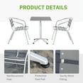thumbnail image 6 of Outsunny Aluminum Patio Bistro Set, Slatted Table & Chairs, Silver, 6 of 9