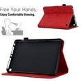 thumbnail image 3 of Embossed Folio Flip Smart Case for Amazon Kindle Fire HD8 / HD8 Plus 2020/2022, Premium PU Leather Kickstand Card Slots Magnetic Auto Sleep / Wake with Pen Slot Case, Red, 3 of 5