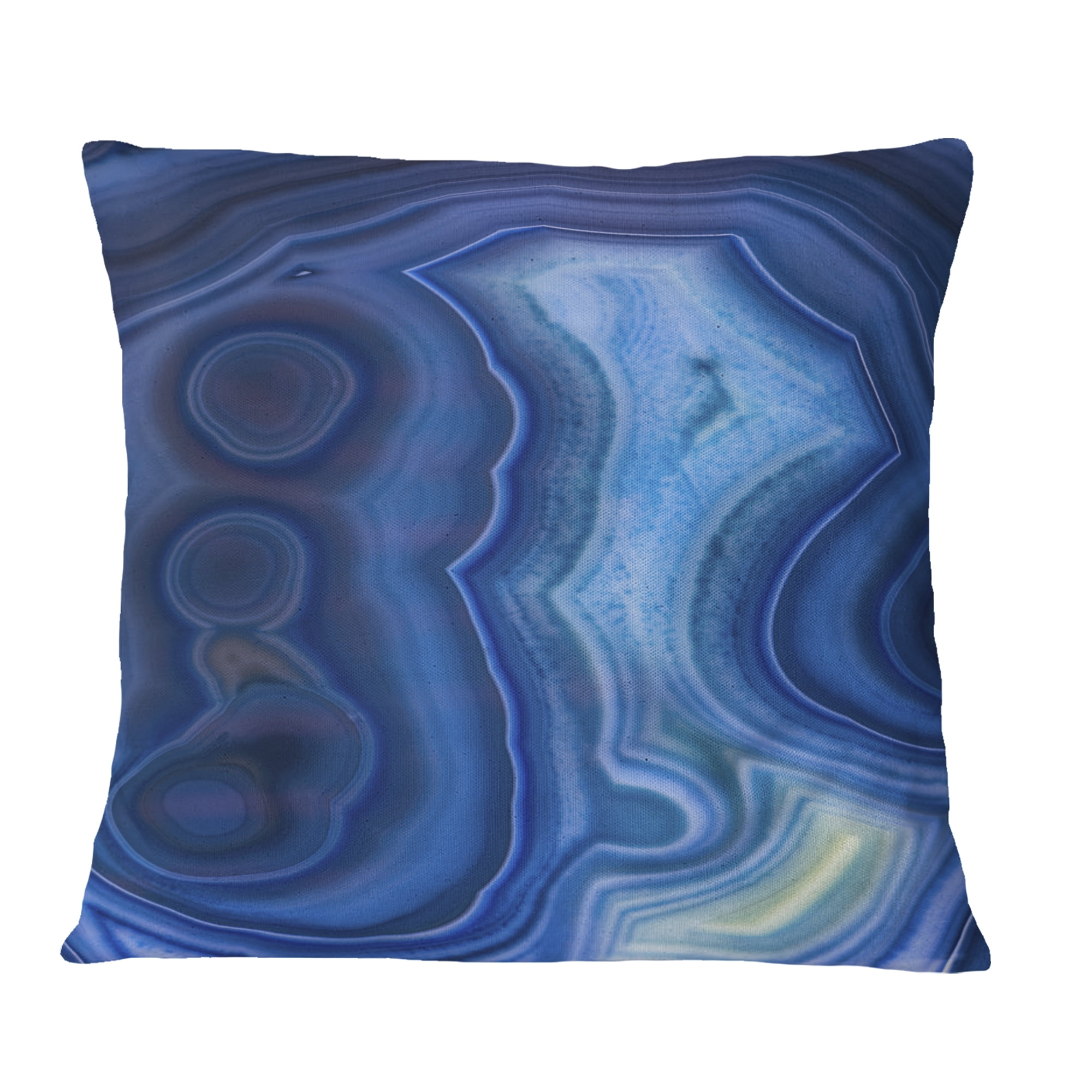 Designart Blue Agate Stone Design - Abstract Throw Pillow - 18x18