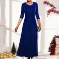 thumbnail image 4 of Womens Christmas Dress Velour Womens Long Sleeve Dress Blue Womens Dress A-line Dress Party Dress Fall Dresses Women, 4 of 5